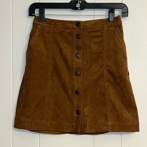 Abercrombie & Fitch faux suede button-up mini skirt in brown Size XS